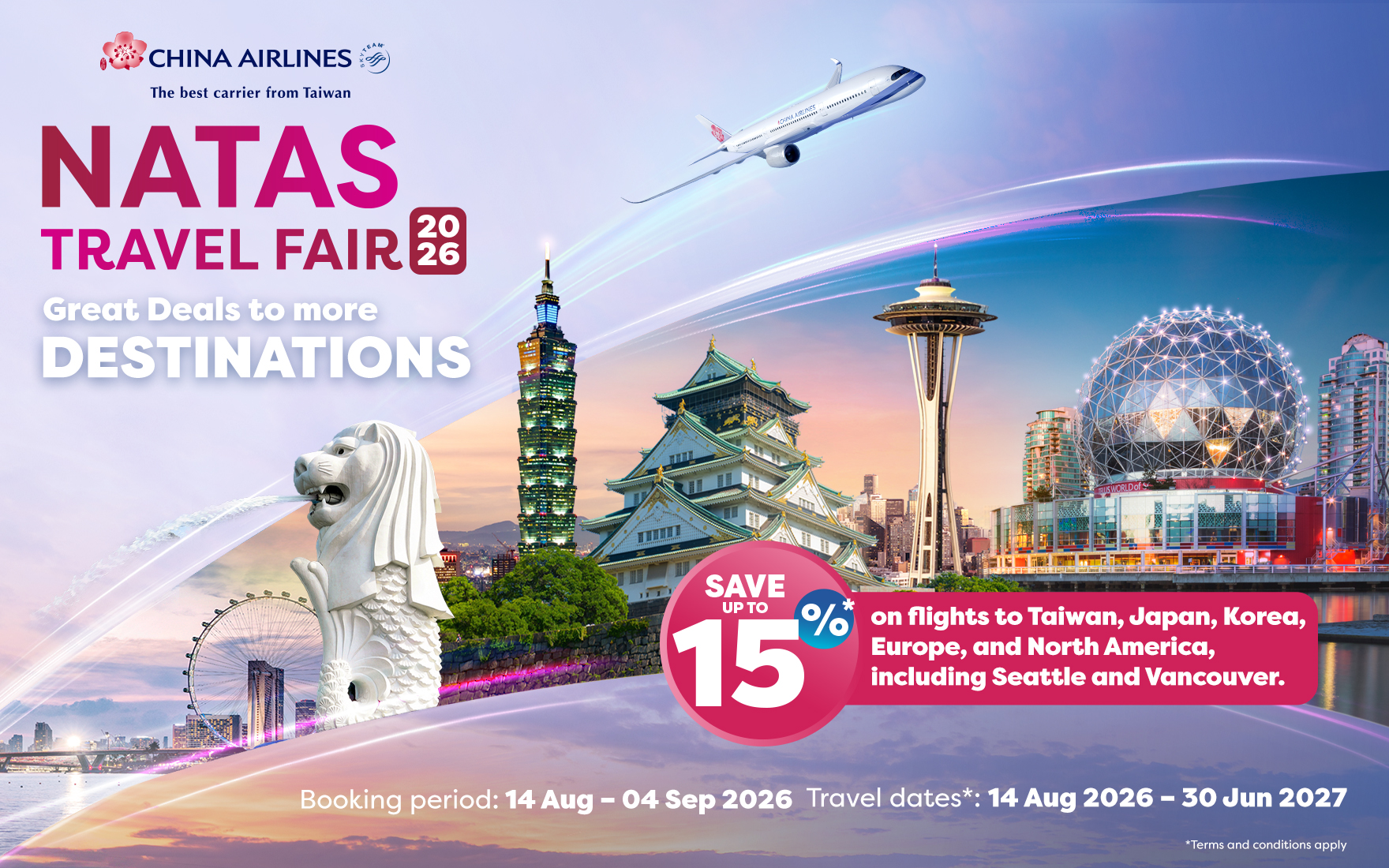 Singapore Exclusive: Save up to 15% on Flights to Taiwan, Japan, Korea, Europe & North America